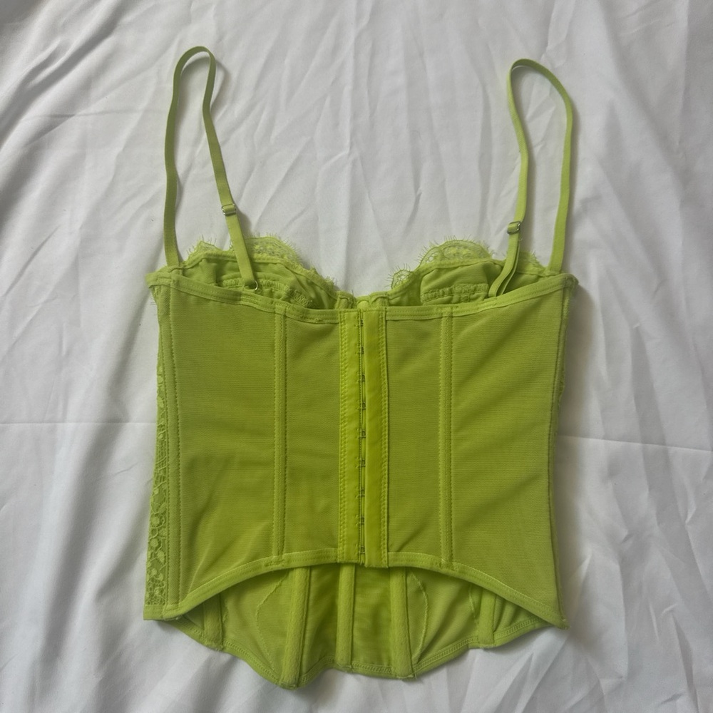 Out From Under Lime Green Lace Corset Top by Urban - Picture 4 of 9